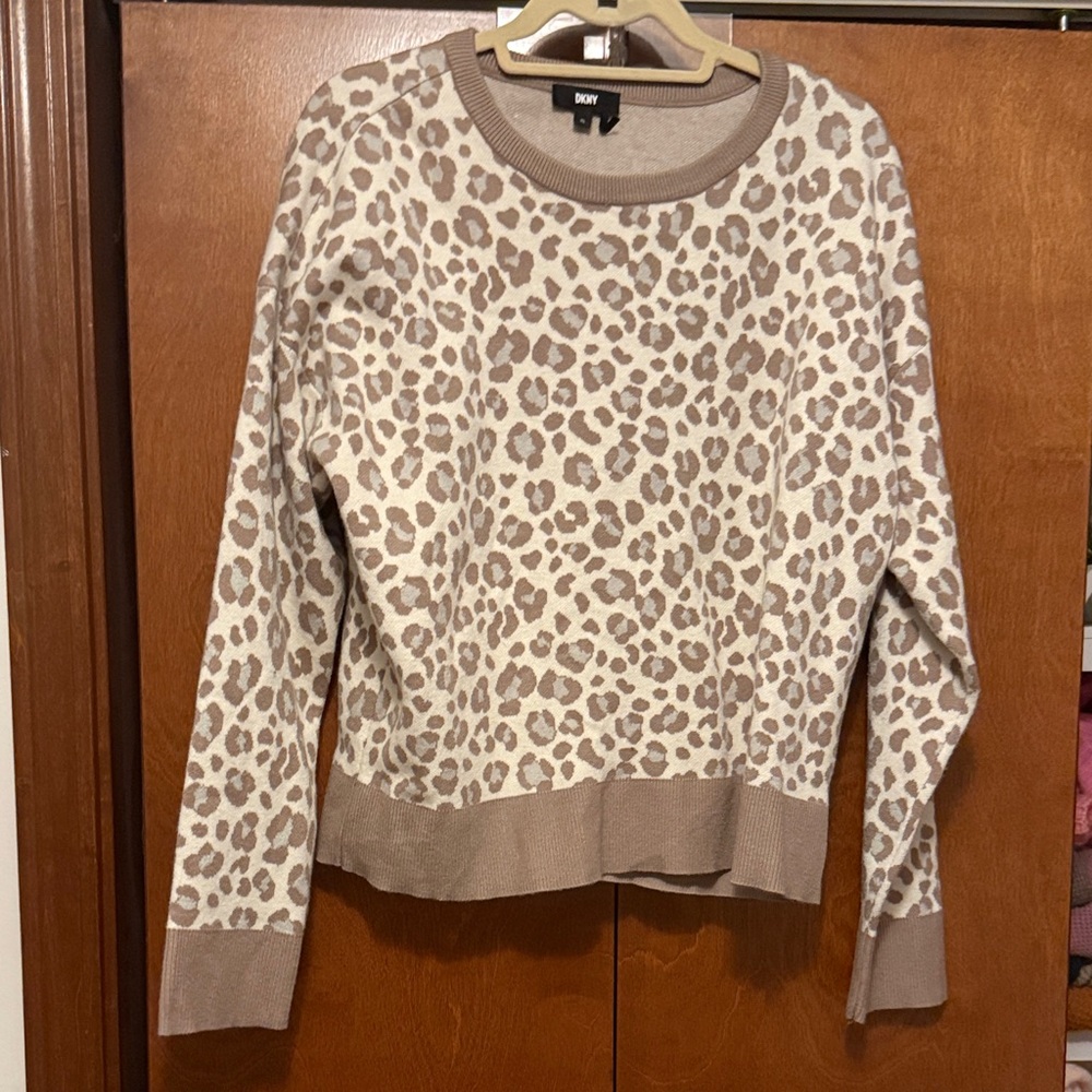 DKNY Animal Print Knit Sweater
